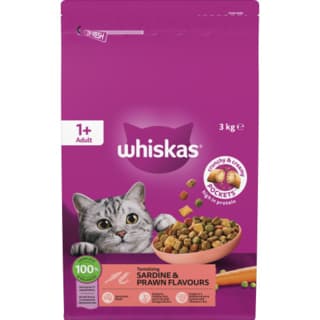 Whiskas Adult Sardine & Prawn Dry Cat Food - 6kg (2 x 3kg)
