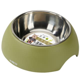 M-PETS Eco Bamboo and Stainless Steel Pet Food Bowl - 350mL, Olive