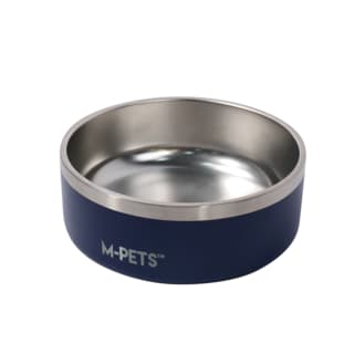 M-PETS Non-Slip Insulated Stainless Steel Double Wall Cat and Dog Bowl - Blue, 1.25L