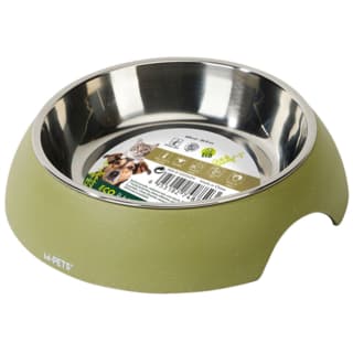 M-PETS Eco Bamboo and Stainless Steel Pet Food Bowl - 600mL, Olive