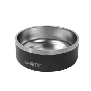 M-PETS Non-Slip Insulated Stainless Steel Double Wall Cat and Dog Bowl - Black, 1.25L