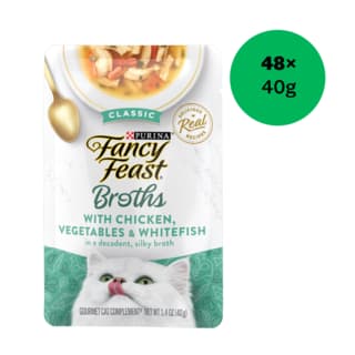 Fancy Feast Broths Chicken Veggies & Whitefish Wet Cat Food - 40g x 48