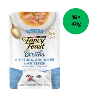 Fancy Feast Broths Tuna Anchovies & Whitefish Wet Cat Food - 40g x 16