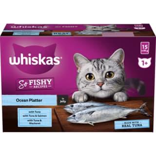 Whiskas So Fishy Recipes Ocean Platter in Jelly Adult Wet Cat Food Variety Pack - 85g x 45
