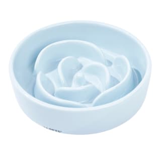 M-PETS Serene Ceramic Rose Slow Feeder Cat & Dog Bowl - Sky Lagoon