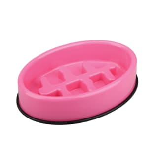 M-PETS Fishbone Non-Slip Slow Feed Pet Food Bowl - Pink