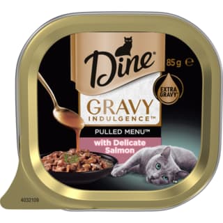 Dine Pulled Menu Gravy Indulgence with Salmon Adult Wet Cat Food - 85g x 14 (tray)