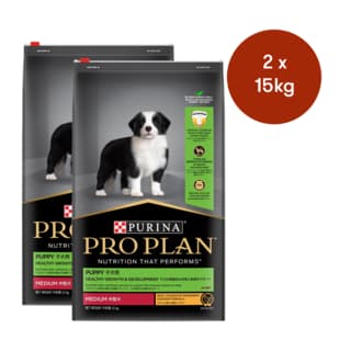 Pro Plan Puppy Medium Breed Chicken Dry Dog Food - 30kg (2x 15kg bags)
