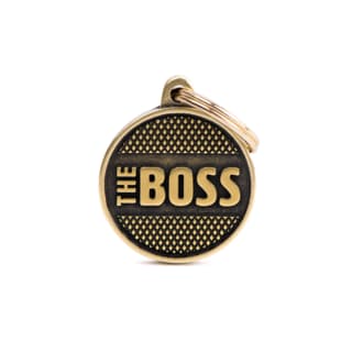 My Family Bronx The Boss Cat and Dog Tag - Small, Brass