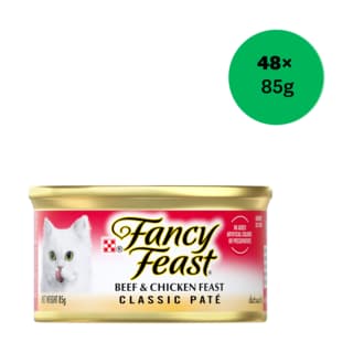 Fancy Feast Classic Pate Beef & Chicken Feast Wet Cat Food - 85g x 48