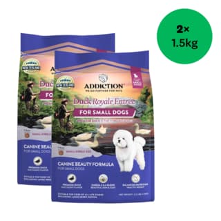 Addiction Grain-Free Duck Royale Entree Small Breed Dry Dog Food - 3kg (2 x 1.5kg bags)