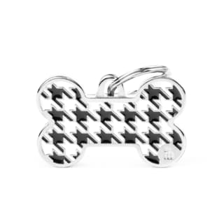 My Family Style Bone Pied a Poule Dog Tag - Large, Black