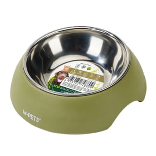 M-PETS Eco Bamboo and Stainless Steel Pet Food Bowl - 190mL, Olive