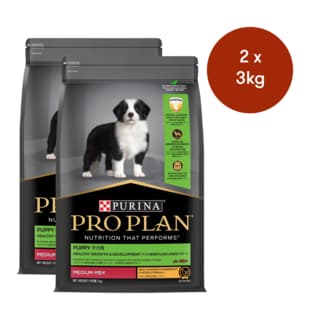 Pro Plan Puppy Medium Breed Chicken Dry Dog Food - 6kg (2x 3kg bags)