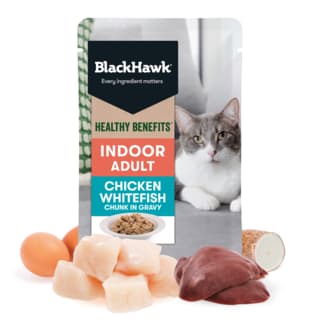 Black Hawk Healthy Benefits Adult Indoor Chicken & Fish in Gravy Wet Cat Food - 85g x 48
