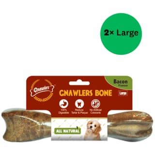 Gnawlers Bacon Bone Dog Dental Chew - Large, 2 Packs