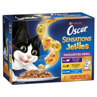 Oscar Sensations Jellies Favourites Menu Adult Wet Cat Food Variety Pack - 85g x 48