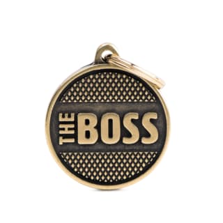 My Family Bronx The Boss Cat and Dog Tag - Large, Brass
