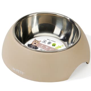 M-PETS Eco Bamboo and Stainless Steel Pet Food Bowl - 350mL, Sand