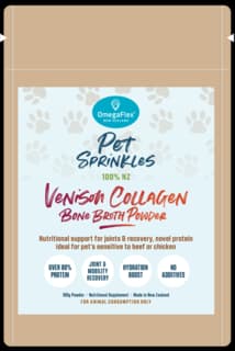 OmegaFlex Pet Sprinkles Cat & Dog Venison Collagen Bone Broth Powder - 100g