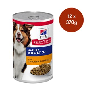 Hill's Science Diet Adult 7+ with Chicken & Barley Canned Senior Wet Dog Food - 370gx12