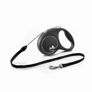Flexi Black Design Cord Retractable Dog Lead - Silver, Small
