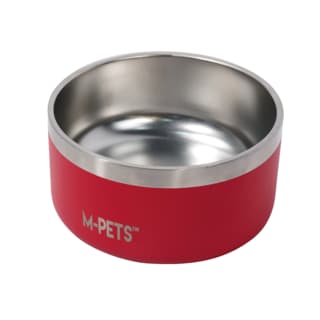 M-PETS Non-Slip Insulated Stainless Steel Double Wall Cat and Dog Bowl - Red, 2L