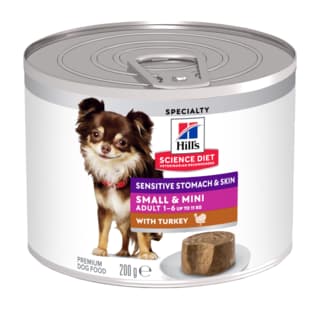 Hill's Science Diet Adult Sensitive Stomach & Skin Small & Mini Turkey Mousse Wet Dog Food - 200g x 12 (tray)
