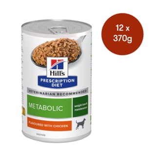 Hill's Prescription Diet Metabolic Weight Loss & Maintenance Chicken Canned Wet Dog Food - 370gx12