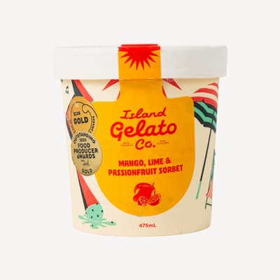 Island Gelato Co Mango Lime And Passionfruit Sorbet 475ml