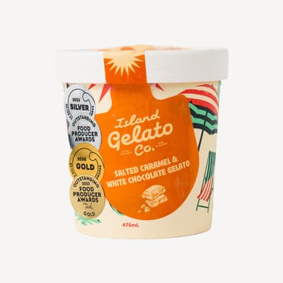 Island Gelato Co Salted Caramel And White Chocolate Gelato 475ml