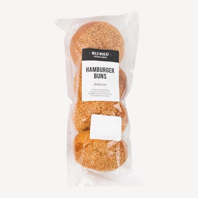 Wild Wheat Hamburger Buns 4 Pack