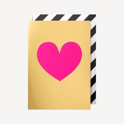 Oxted Pink Heart On Gold Large Card