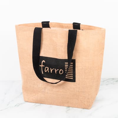 Large Jute Farro Bag With Black Handle