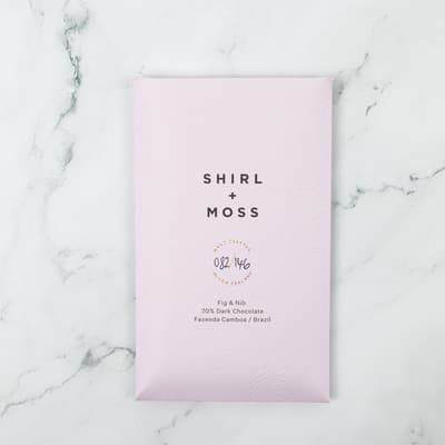 Shirl & Moss Fig & Nib 70% Dark Chocolate 80g