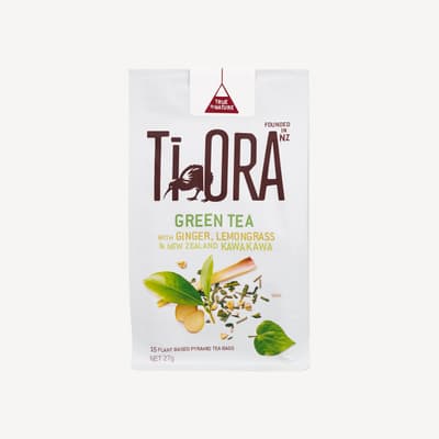 Ti Ora Ginger & Lemongrass Green Tea With Kawakawa 15 Pack