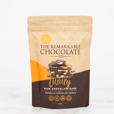 The Remarkable Chocolate Bark Double Choc Pretzel 125g
