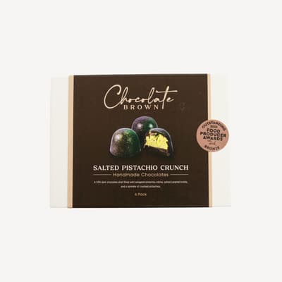 Chocolate Brown Salted Pistachio Crunch Chocolates 6 Pack