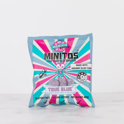 MeHiko Minitos True Blue Organic Tiny Tortilla Snacks 35g
