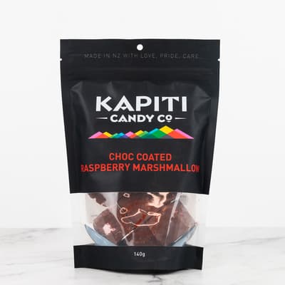 Kapiti Candy Choc Coated Raspberry Marshmallow 140g