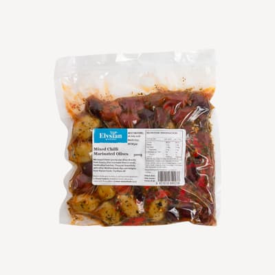 Elysian Mixed Greek Chilli Olives 300g