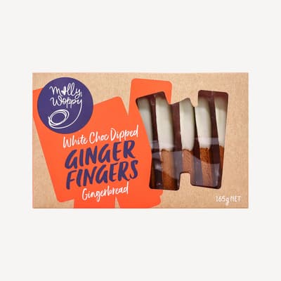 Molly Woppy White Choc Dipped Ginger Fingers 185g