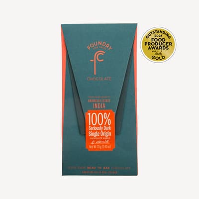 Foundry Chocolate Anamalai Estate India 100% Chocolate Bar 70g