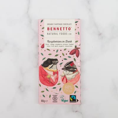 Bennetto Chocolate Block Raspberries in Dark 80g