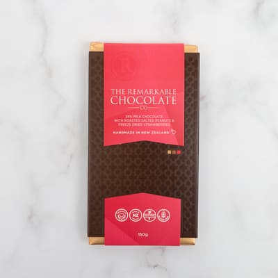 The Remarkable Chocolate Peanut And Strawberry Chocolate Block 150g