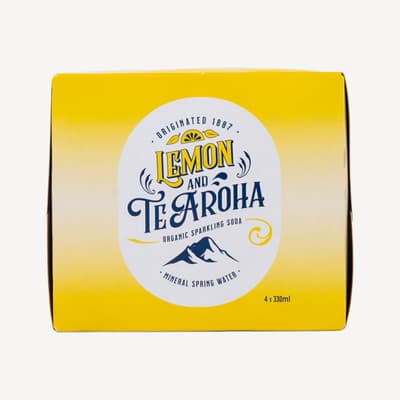 Lemon & Te Aroha Organic Soda 4 Pack 330ml Cans