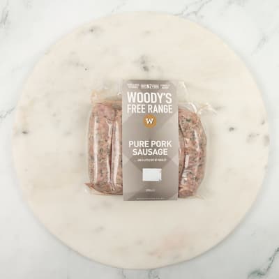 Woodys Free Range Pure Pork Sausage 360g