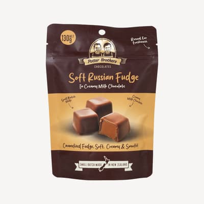 Potter Brothers Soft Russian Fudge In Milk Chocolate 130g