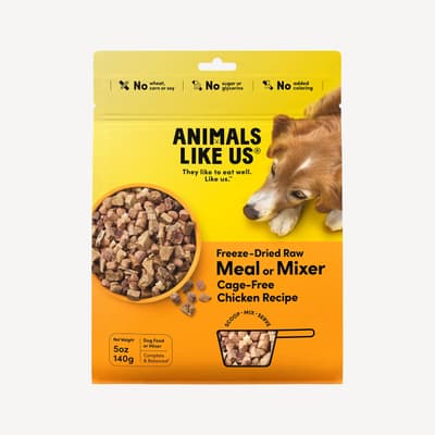 Animals Like Us Freeze Dried Raw Meal Or Mixer Cagefree Chicken Dog Food 140g