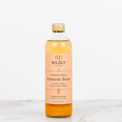 Wildly Delicious Probiotic Shots Immune Turmeric Ginger And Lemon 350ml